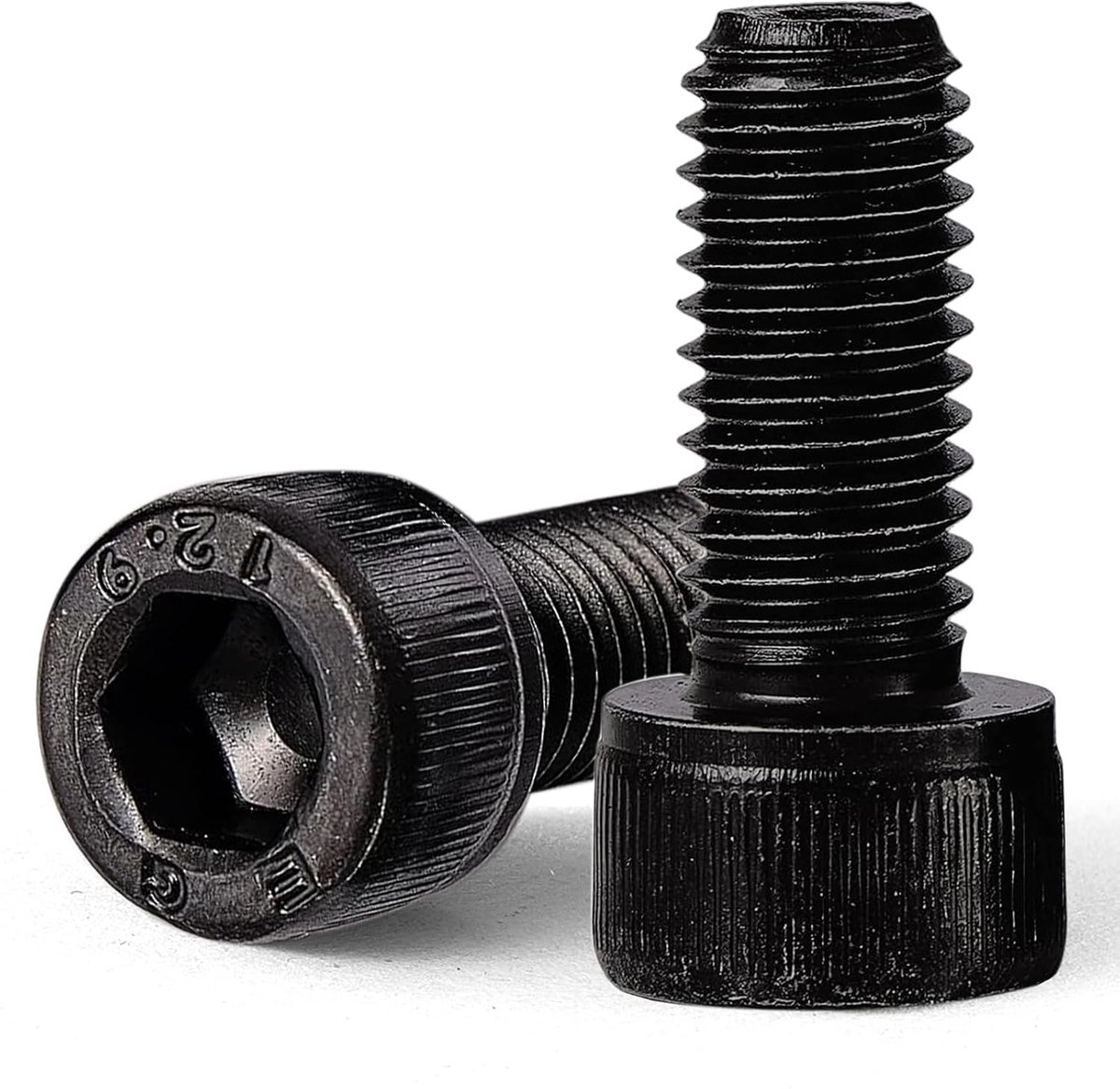 30 stuks M6 x 8 mm cilinderschroeven met binnenzeskant, 12,9 graden koolstofstaal, binnenzeskantschroeven, volledige schroefdraad, DIN 912, zwart oxide
