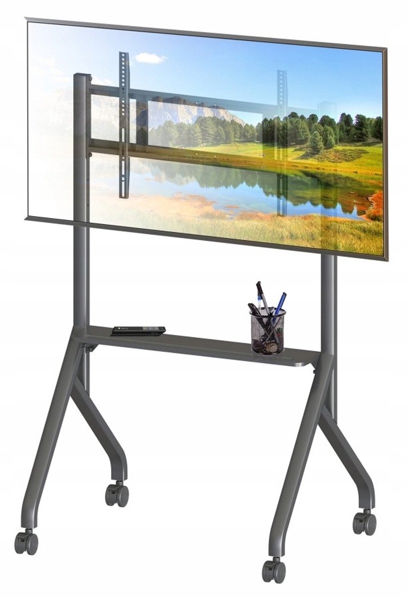 Techly Mobiele TV Standaard met Plank voor 55-86" TV's op Wielen