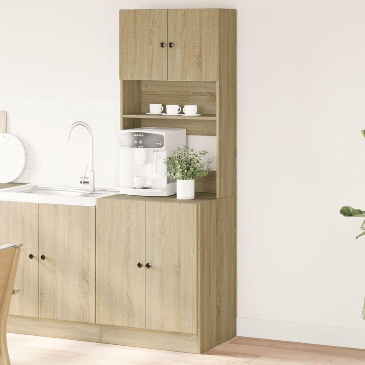 Keukenkast - Hoge kast - Keuken organiseren - Met deuren laden - 60x50x180 cm - Sonoma eiken