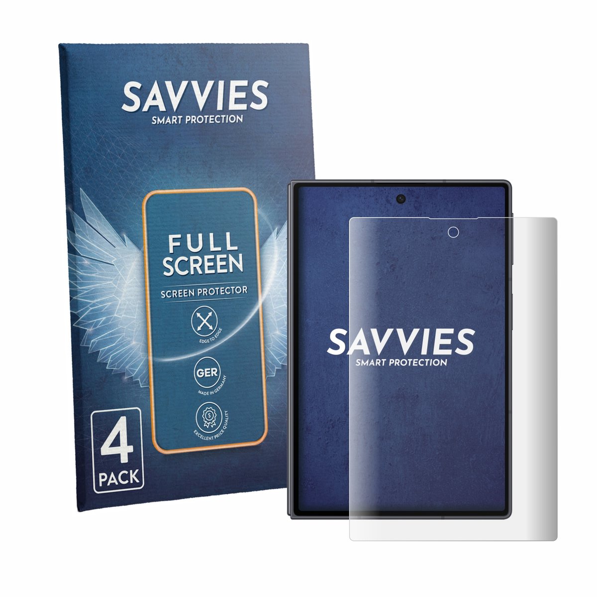 Savvies - Screenprotector voor Samsung Galaxy Z Fold 8 - Folie Beschermfolie transparant volledig dekking 4 Stuks