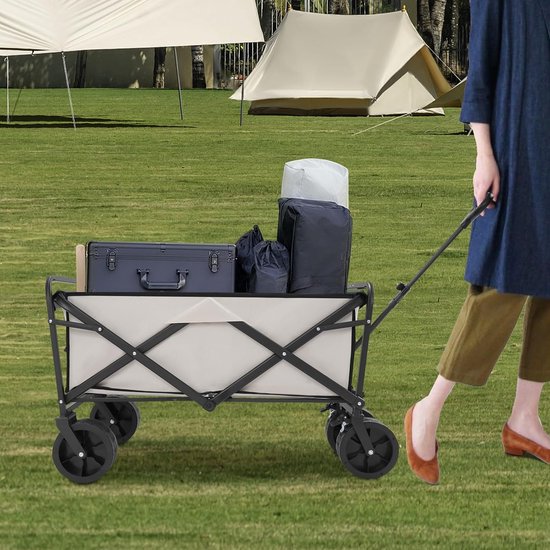 Bolderkar Opvouwbaar - Transportwagen Handkar - Buitengebruik Tuin - Verstelbaar Handvat - 115 kg Draagvermogen - Kaki van Bolderkar Opvouwbaar — afbeelding 3