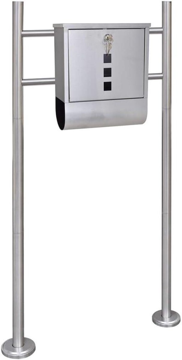 Brievenbus op standaard - Postbus brievenbak - Post veilig ontvangen - Afsluitbaar met sleutel - 120 cm hoogte - Zilver