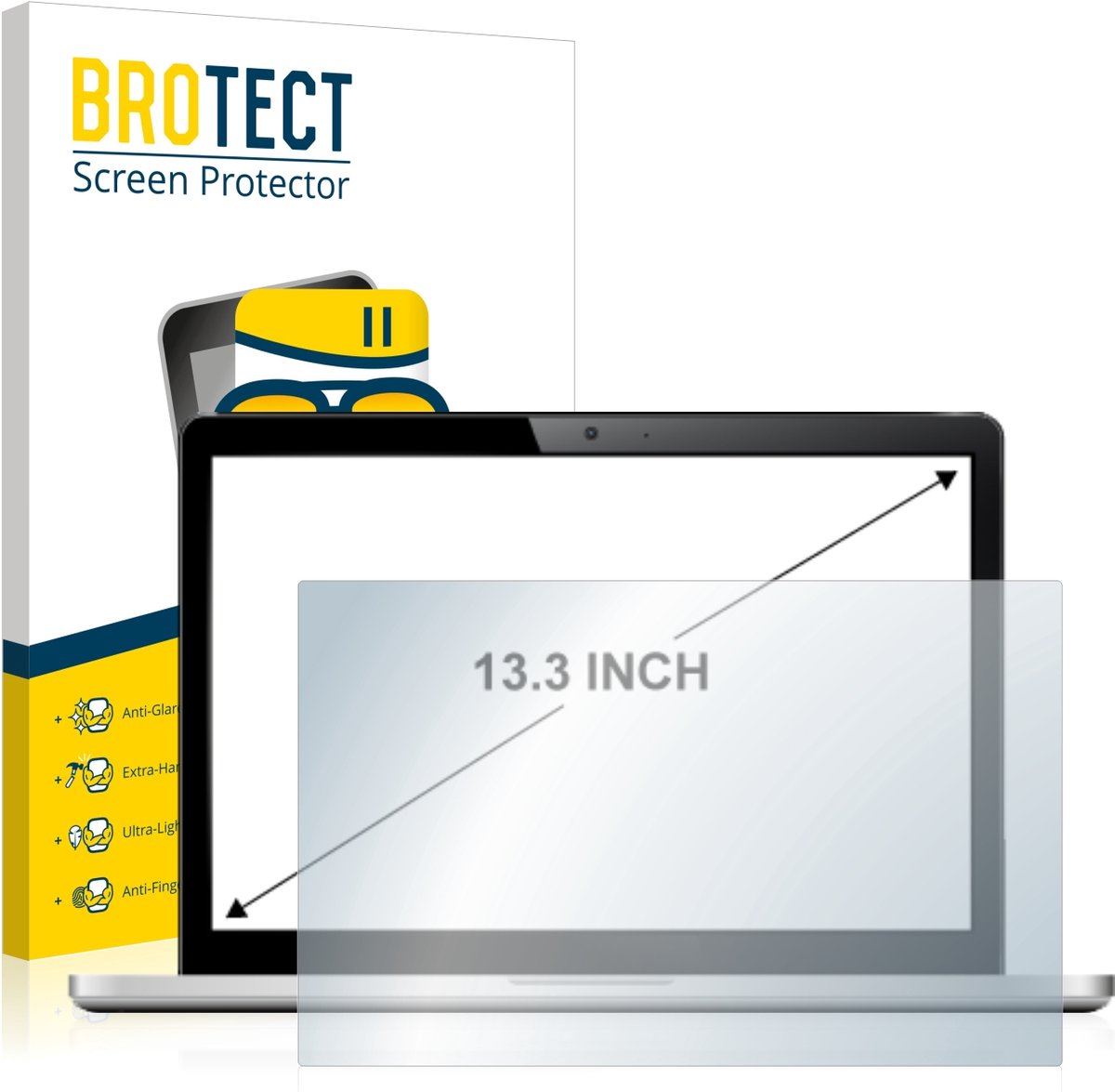 BROTECT - Screenprotector voor Laptops met 13.3 inch Schermen [285 mm x 180 mm, 16:10] - Folie Beschermfolie Beschermglas matte