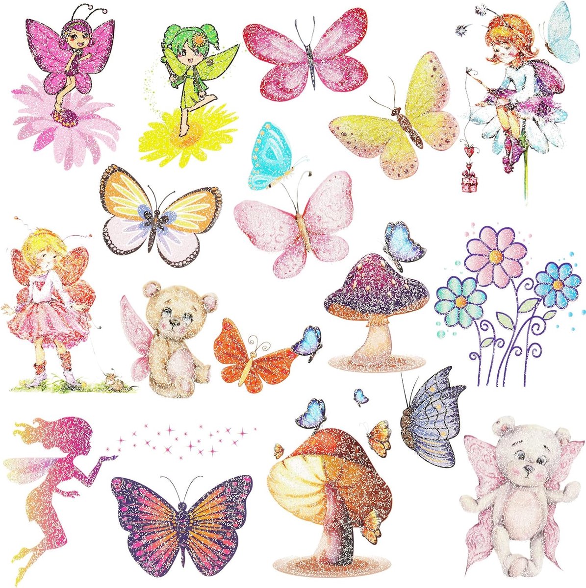 Tijdelijke vlindertattoos, vlinderglittertattoos voor kinderen, waterdichte verwijderbare vlindertattoos Stickers voor meisjes Feestzakvullers, Verjaardag, Geschenken, Feestartikelen (Vlinder 12st)