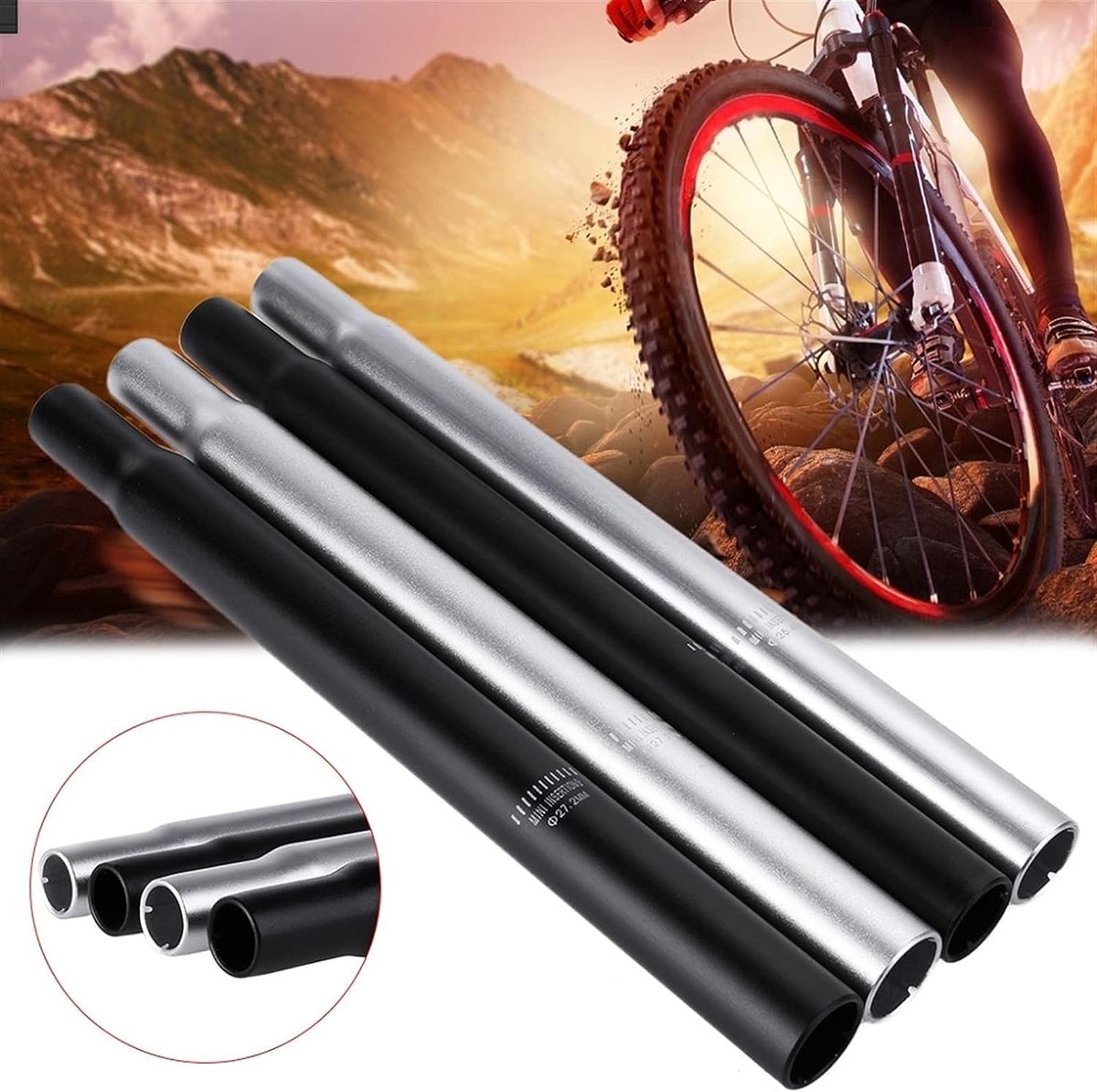 Fietszadelpen - Verende zadelpen - Comfortabel fietsen - Aluminiumlegering - 27.2mm - Zwart