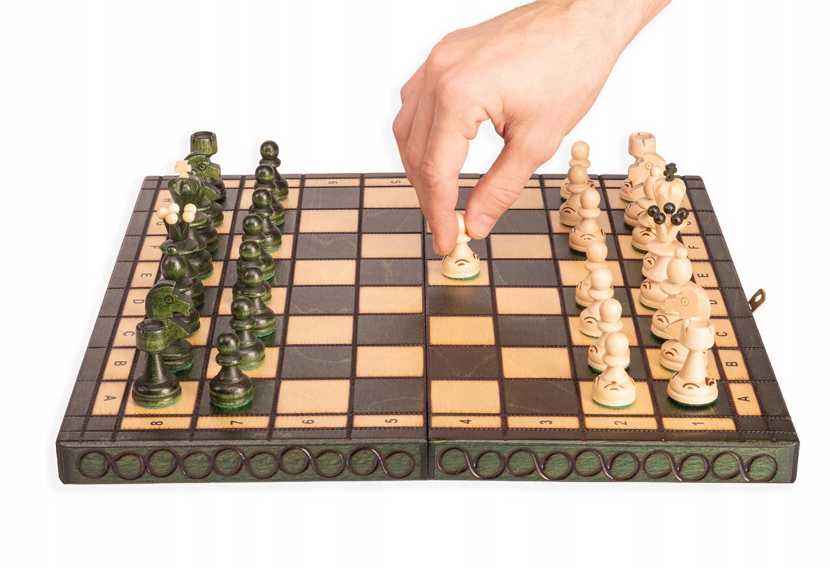 Houten Schaakset Parel (36x36 cm) Groen - Traditioneel & Handgemaakt