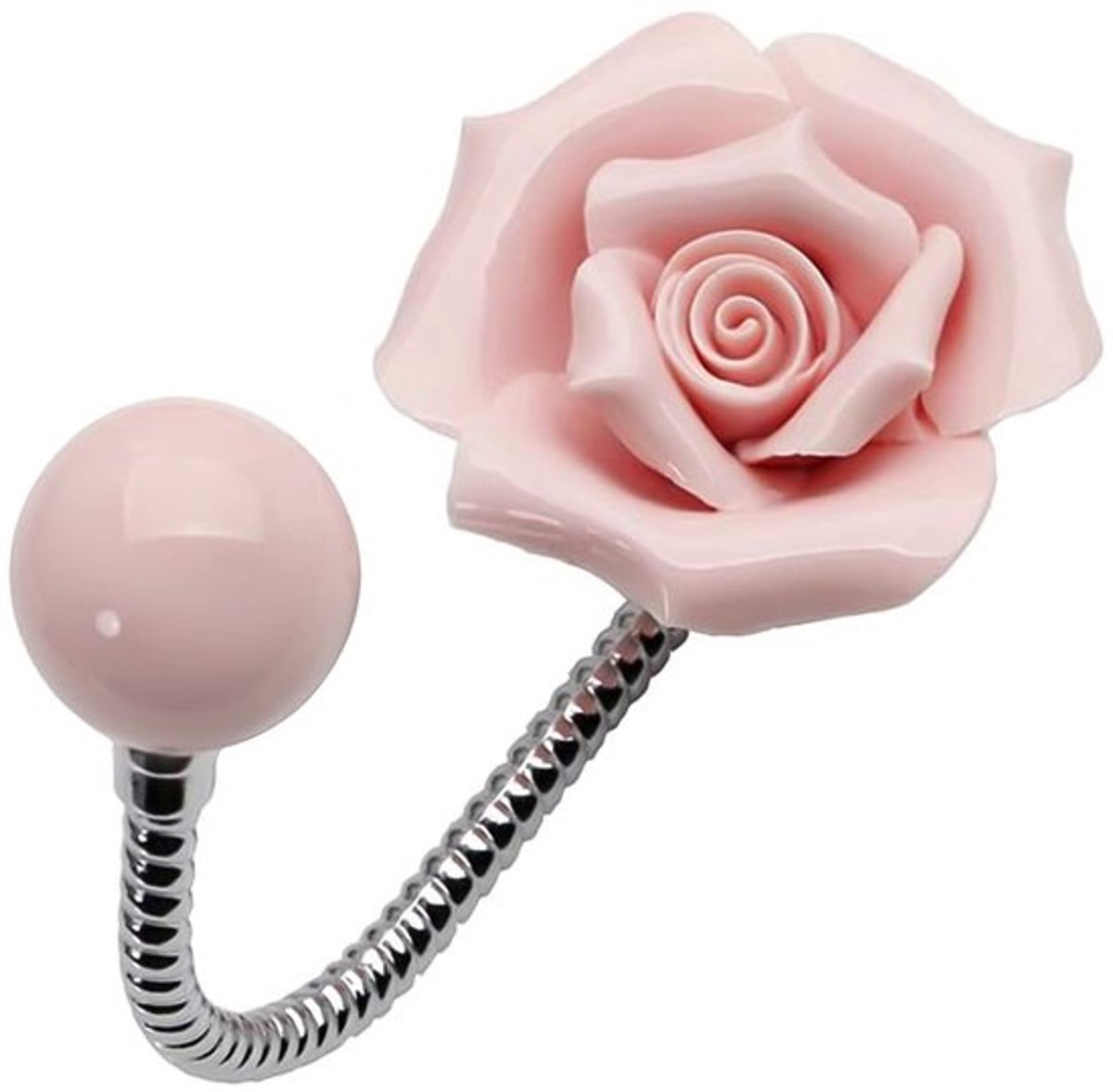 Roze bloem muurhaak - 3D chroom decoratieve haak - Keramisch - Geschikt voor kleding en handdoeken - Perfect voor keuken en badkamer