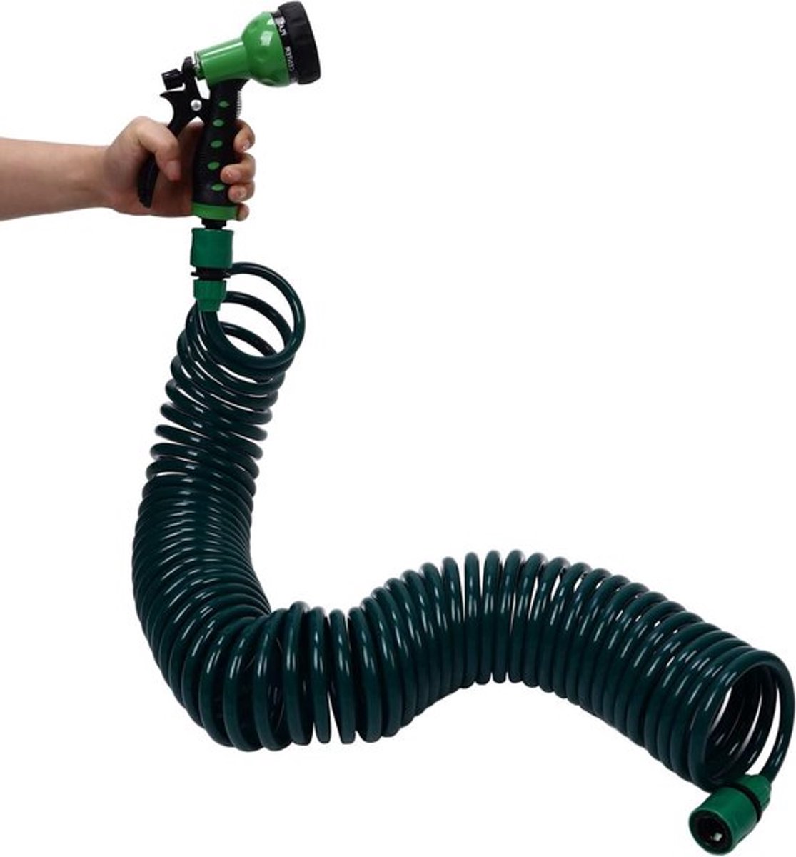 Tuinslang met Sproeier - Zelfoprollend - 15 Meter - Telescopische Veerbuis - Planten Besproeien - Gazon Sproeier - Geschikt voor Tuinen - Blauw