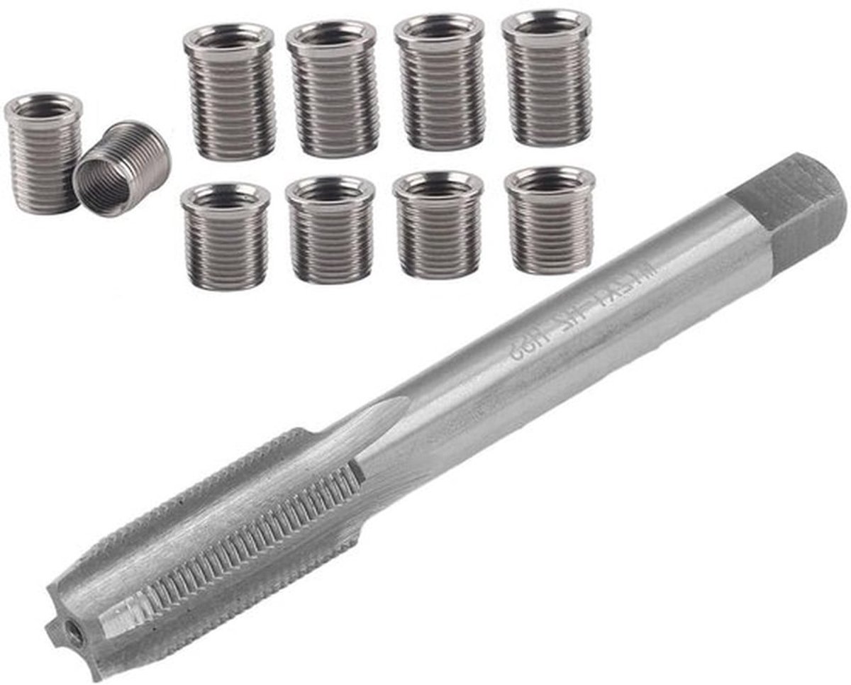 Bougie-schroefdraadreparatieset - 11-delig - Roestvrij Staal - Autobougie - Reparatie - Hardwareset - M10x1.0 - M12x1.0 - Tap en Bout.