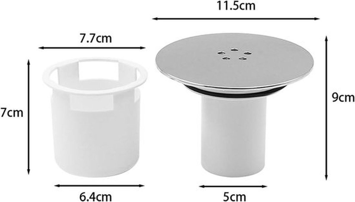 Doucheafvoerafdekking - Haarvanger - Verchroomd - Tempoplex afvalset - 90 mm/115 mm - Geschikt voor - Gekleurde modellen - Informatie - Douchebodembescherming