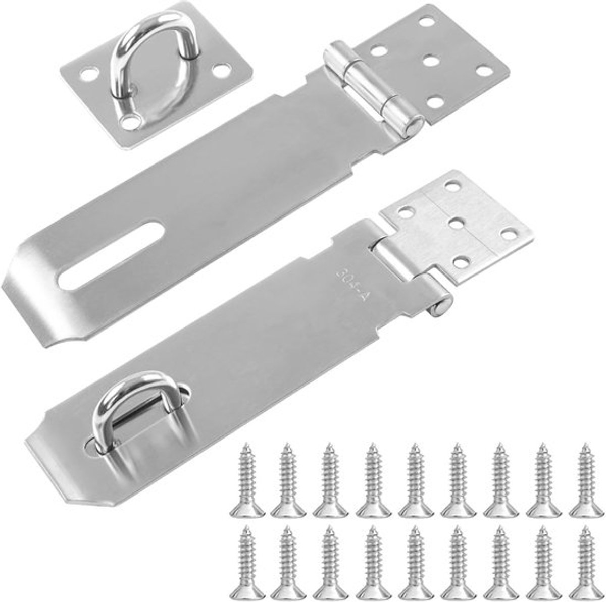 Beveiliging tegen diefstal, 2 stuks 5 inch Zware uitvoering Hangslotrollen, Roestvrij staal Deurslot slothaak met schroeven voor kast, garagedeur (Zilver)