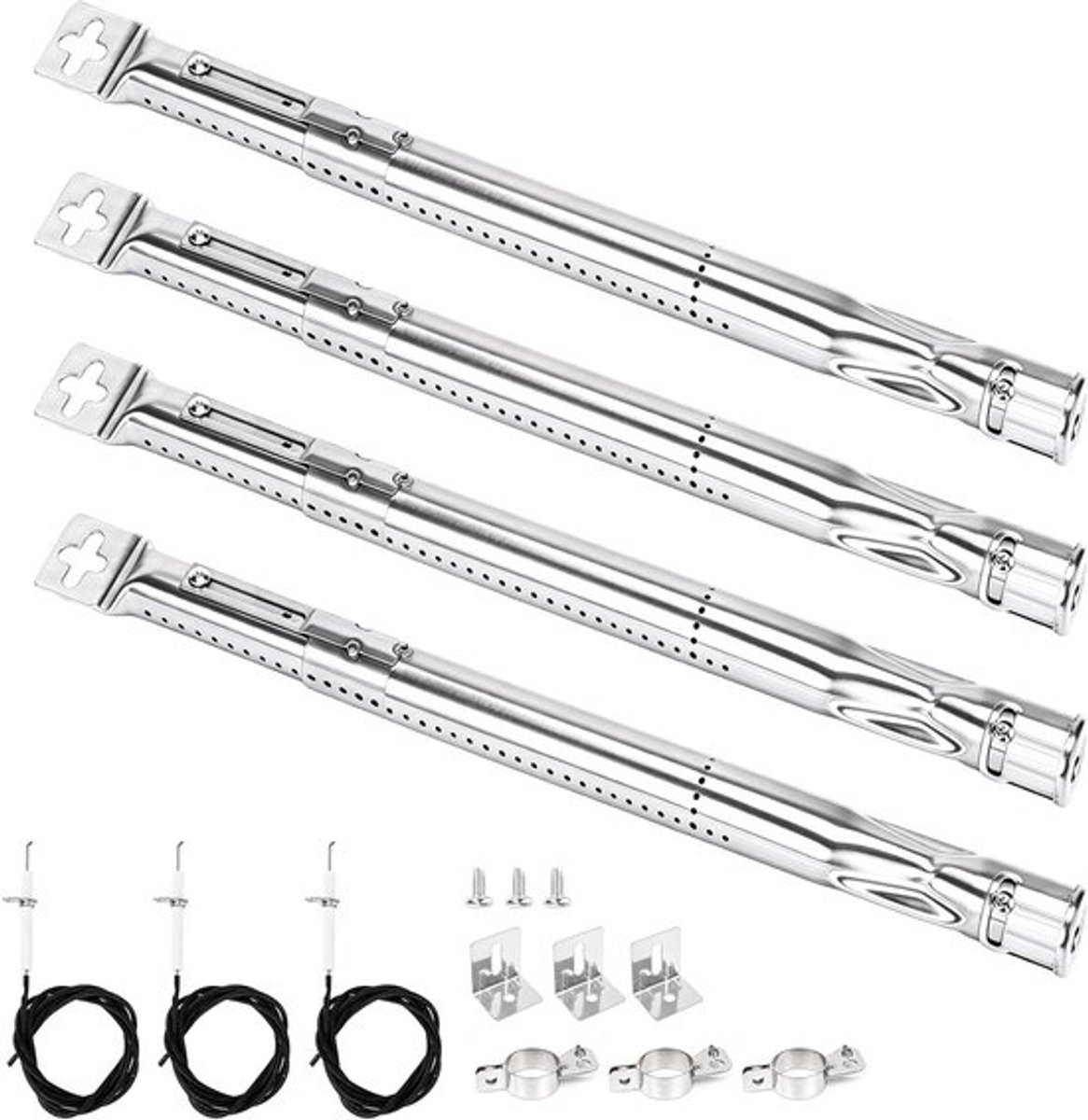 Verstelbare RVS Gasgrill Branders voor Charbroil - Set van 4, 35.5 tot 48.3 cm, Perfect voor Barbecue Accessoires en Grillonderdelen