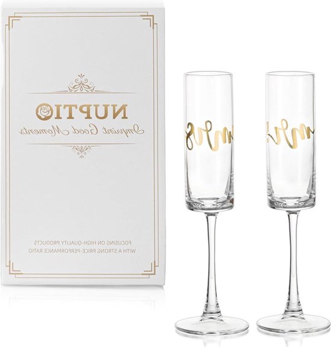 Gegraveerde Champagne Flutes Set van 2 - Goud - Persoonlijk Cadeau voor Echtpaar - Verloving - Bruiloftscadeau - Valentijnsdag - Bruidegom & Bruid