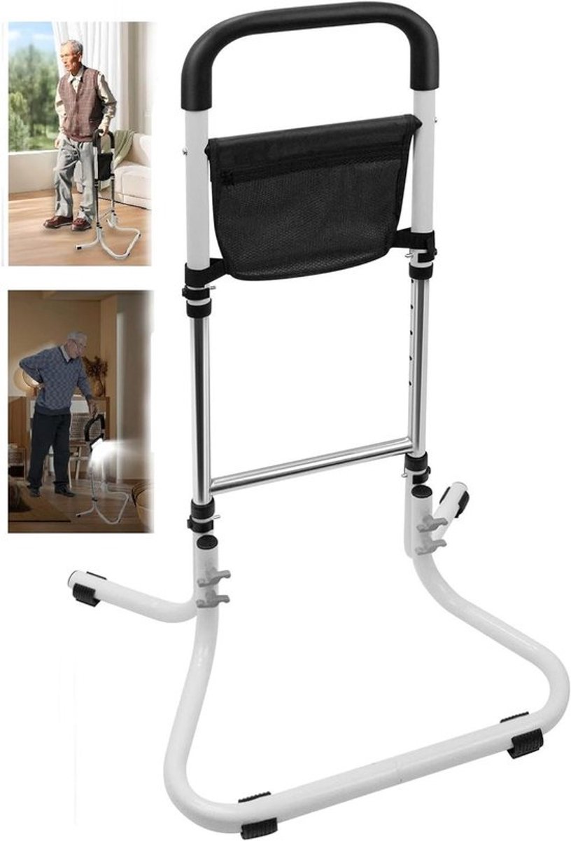 Opstahulp voor senioren, in hoogte verstelbare loophulp met smart sensorlicht - 76-91 cm, opstahulp voor bed en bank, stahulp voor trappen met opbergtas.