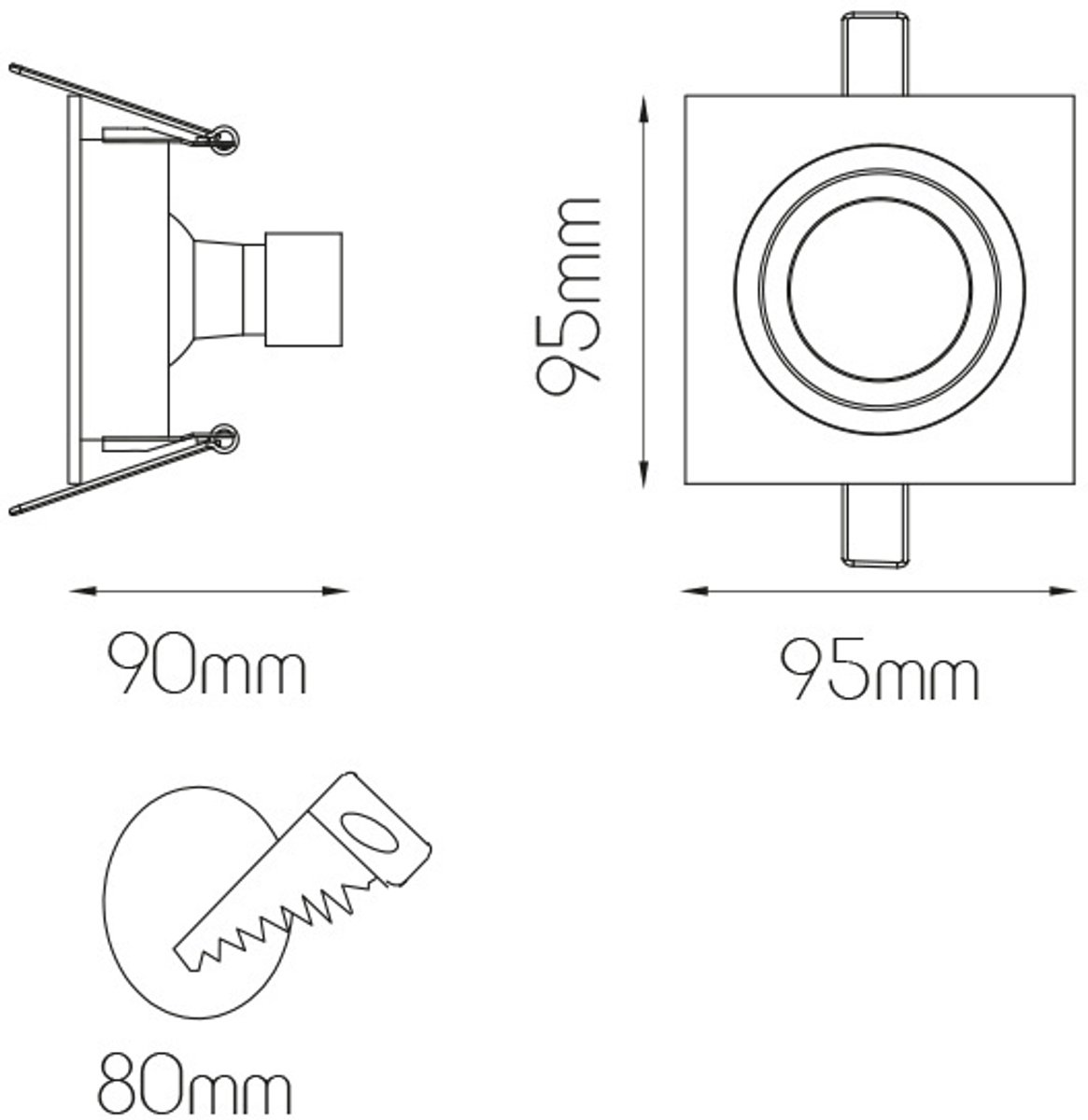 Zoom III inbouwspot van aluminium met GU10-fitting, dimbare 5W LED (400 lumen, 2700K) inbegrepen