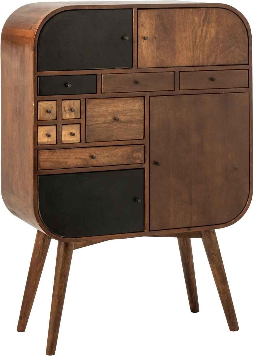 J-Line Kast met meerdere laden - mangohout - naturel/zwart