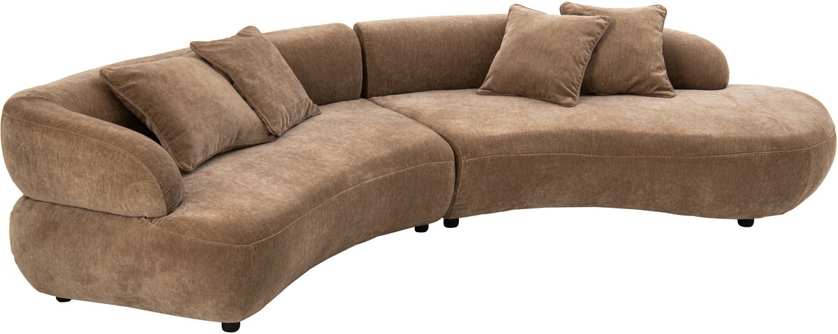 J-Line Vierzitsbank met 4 kussens - multiplex/stof - taupe