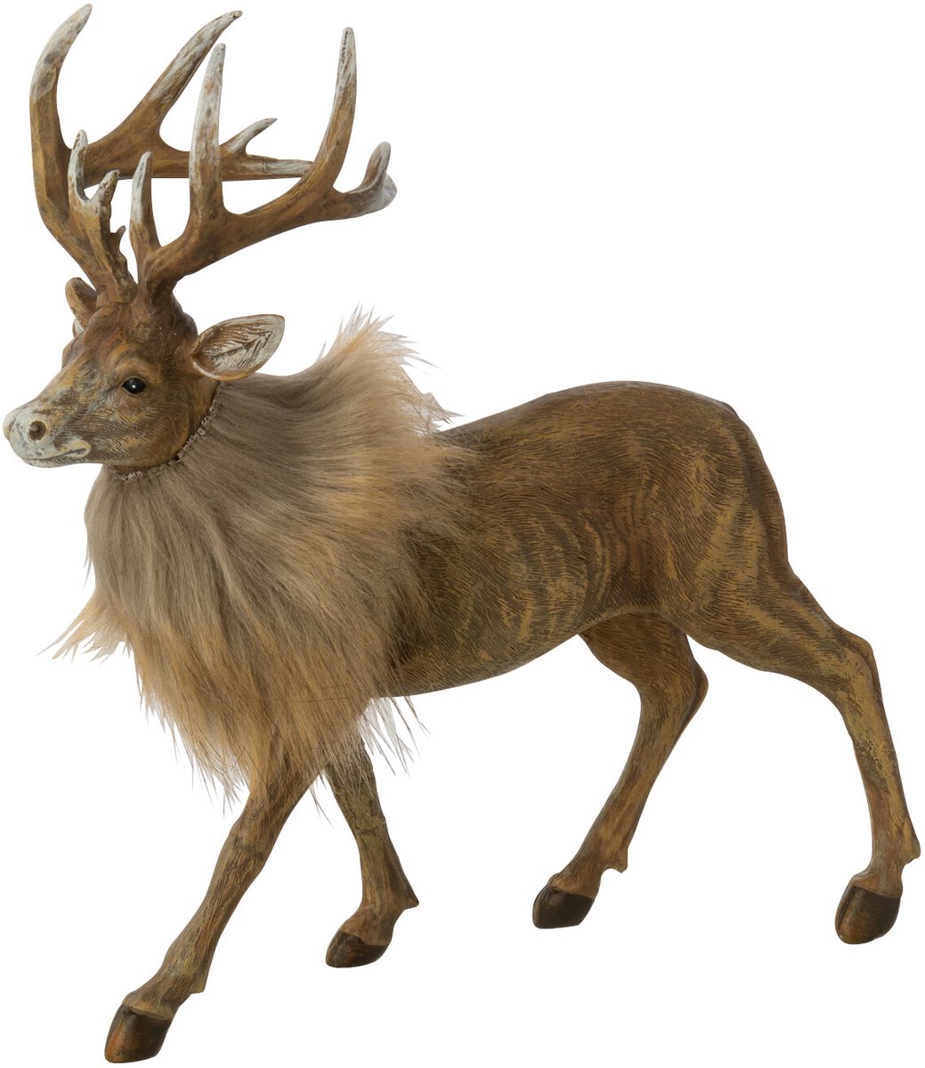 J-Line decoratie Rendier - polyresin - donkerbruin/beige - small