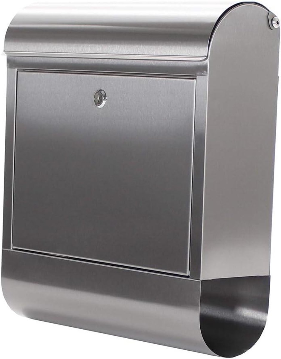 Wandbrievenbus - Postkast - Post Ontvangen - Inclusief krantenrol - 43.5x38.5cm - Zilver