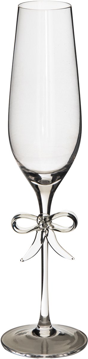 J-Line Champagneglas met strik - glas - transparant - set van 6