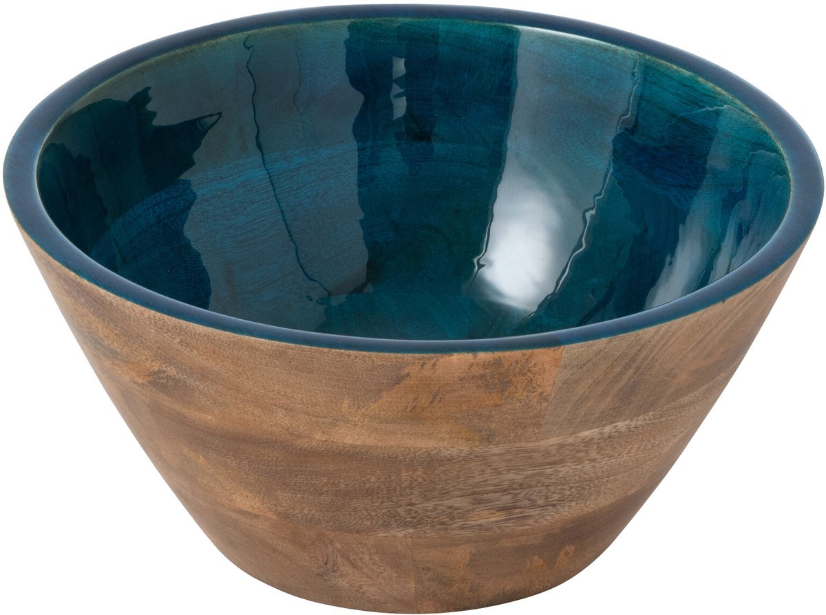 J-Line schaal - hout - petrol/naturel - medium