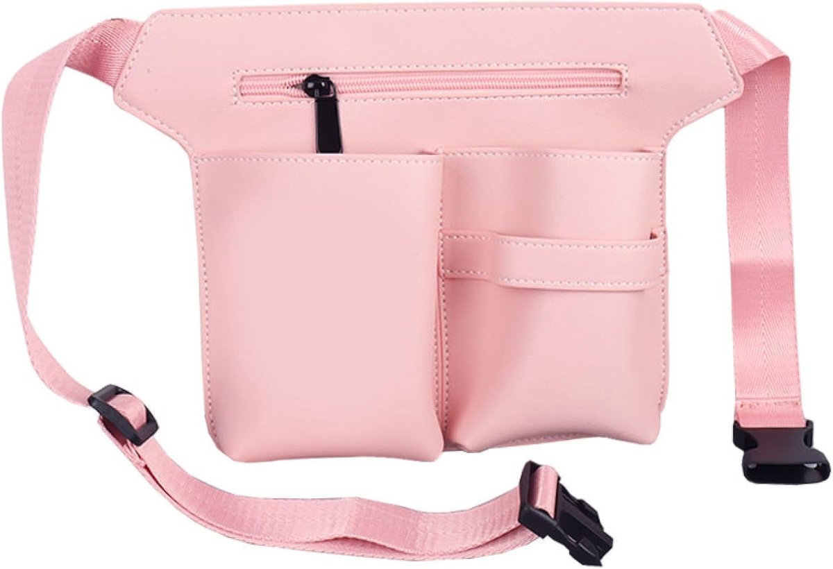 Kapperstas voor professionals, kapper-gereedschapstas met riem, PU-lederen kappers-riemtas, schaarholster, kappers-buiktas, schaartas, kapper, taille-/schouderriemschaarhouder., roze, 24 x 21.5 x 20