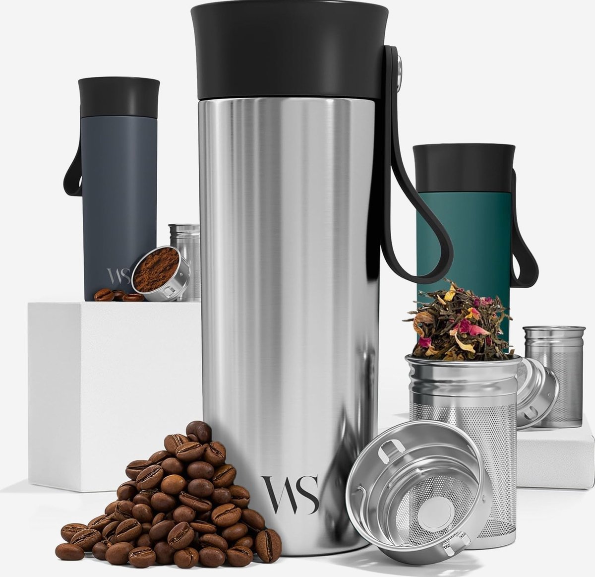 RVS Thermosbeker 360ml met Zeteen, Lekvrij, Warm & Koud
