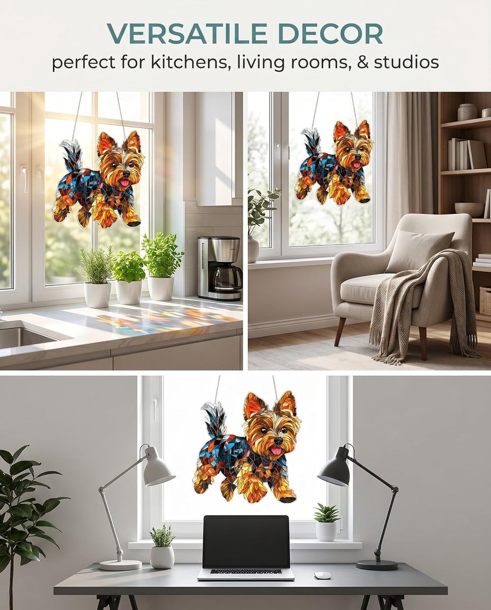 1 stuk Hangende Fensterdeco Hond Kleurglas Deko, Schnauzer, Kolibri-Sonnenfanger Om op te hangen aan ramen, Fensterhanger Fenster Deuren Deko Voor thuis Studio, Sun Catcher
