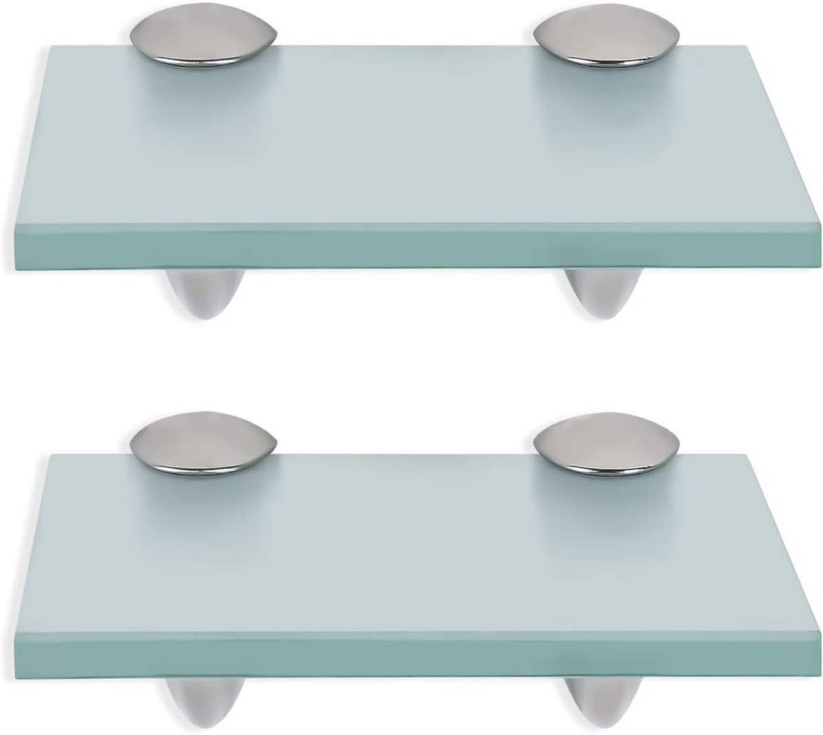 Set van 2 matglazen planken met wandhouder en 8 mm ESG-veiligheidsglas en houder, ideaal als doucheplank (20 x 10 x 0,8 cm)