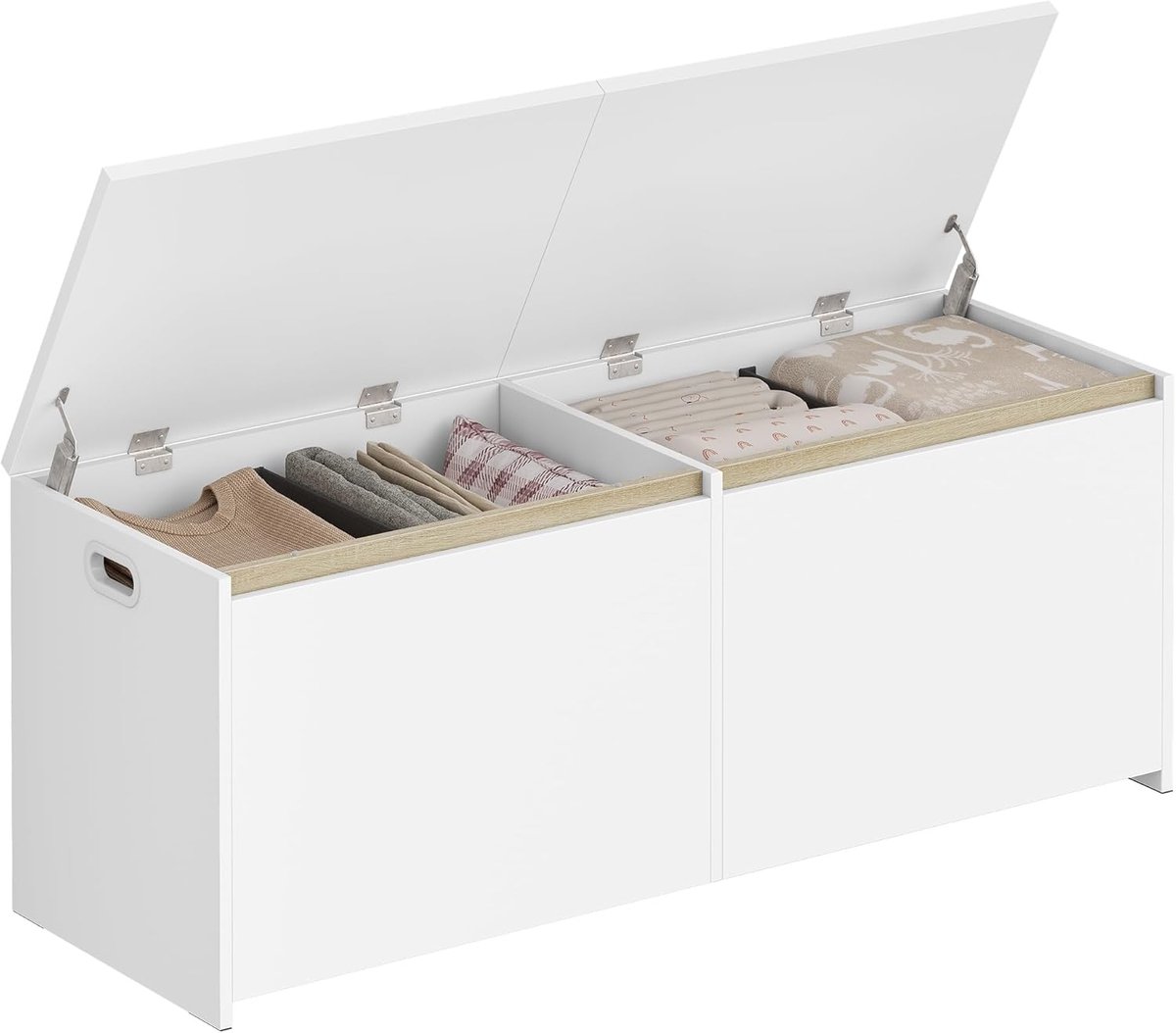 Hzuaneri Schoenenbank 120 cm, zitbank met opbergruimte, wit, Opbergdoos, ruimtebesparend, geschikt voor woonkamer, hal en slaapkamer, 40 x 120 x 47 cm