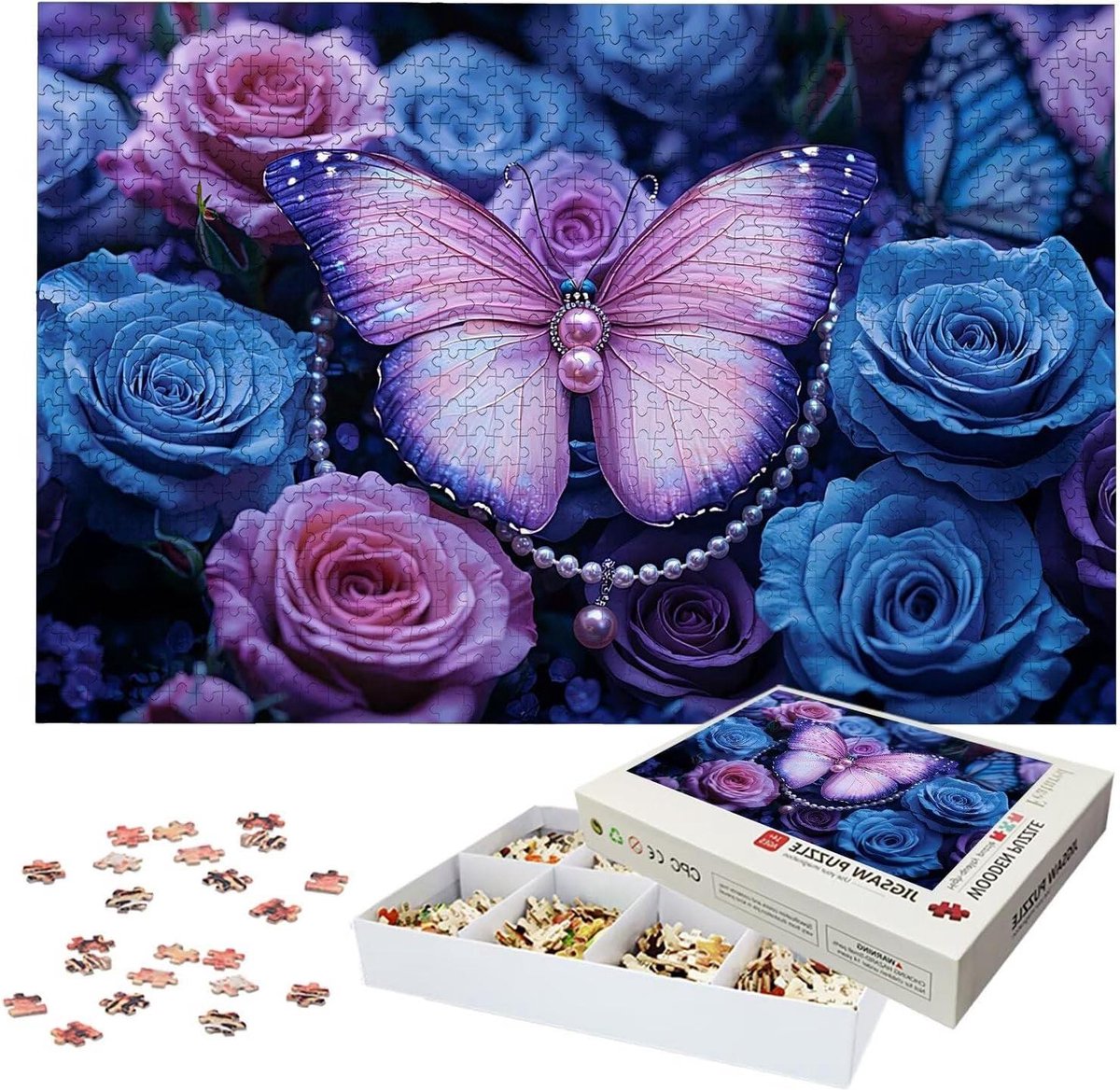 Houten Puzzel - Bloemen Puzzel - Ontspanning Thuis - Letter Markering Rug - 2000 Stukjes - Meerkleurig