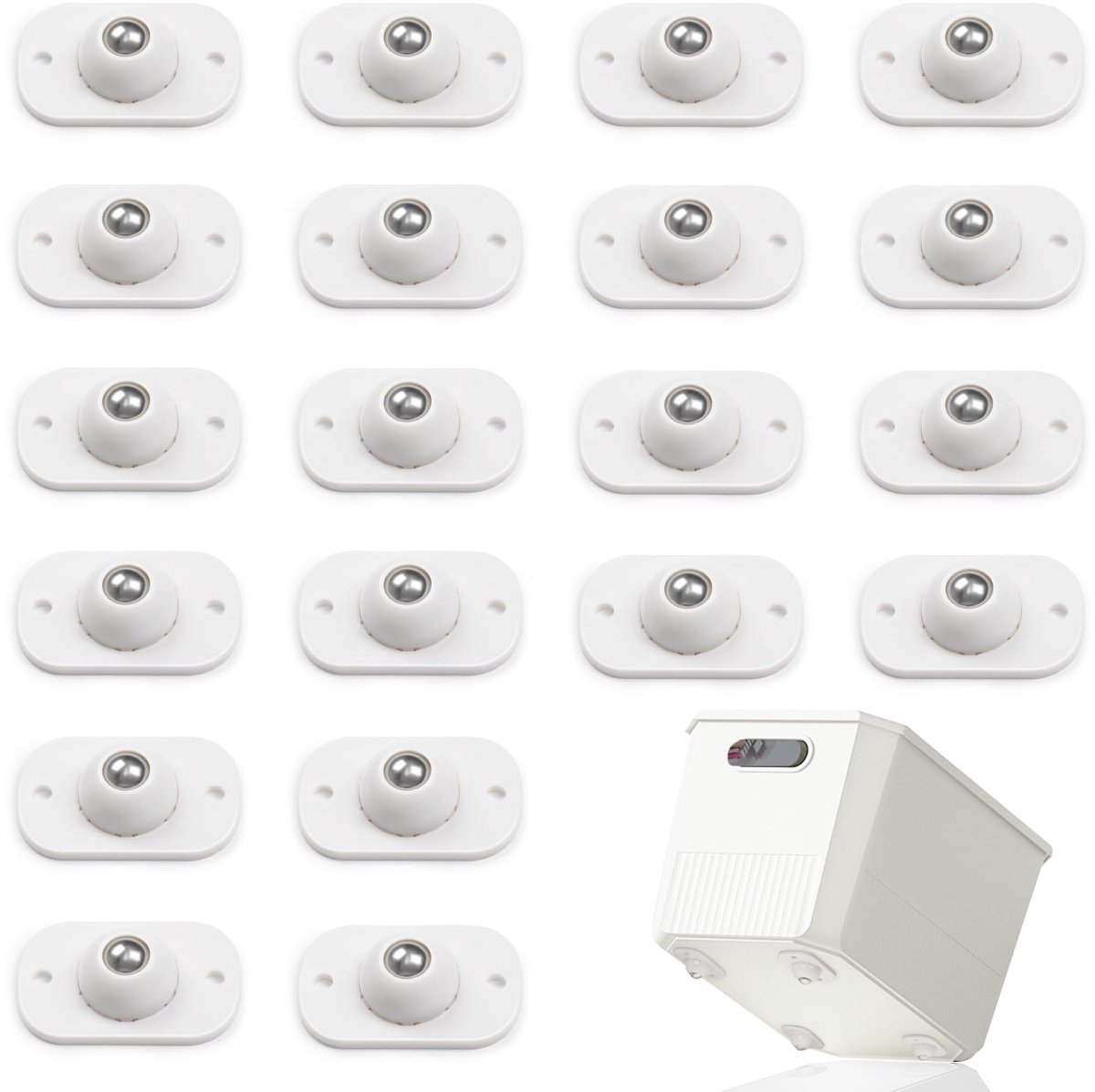 20-delige Kogelrollen Voor Meubels, Minirollen Voor Keukenapparaten, Witte Rollen voor Koffiemachine, 360° Kogelrollen op Zwaar Werk, Meubelrollen Zelfklevend voor Opslagdozen