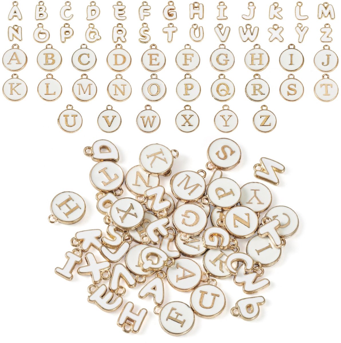 Letter A-Z Patroon Emaille Charms Regenboog Kleur Gouden Zilver Platte Ronde Disc Coin Alfabet Hangers Bulk Voor Diy Ketting Armband Sieraden Maken Ambachten