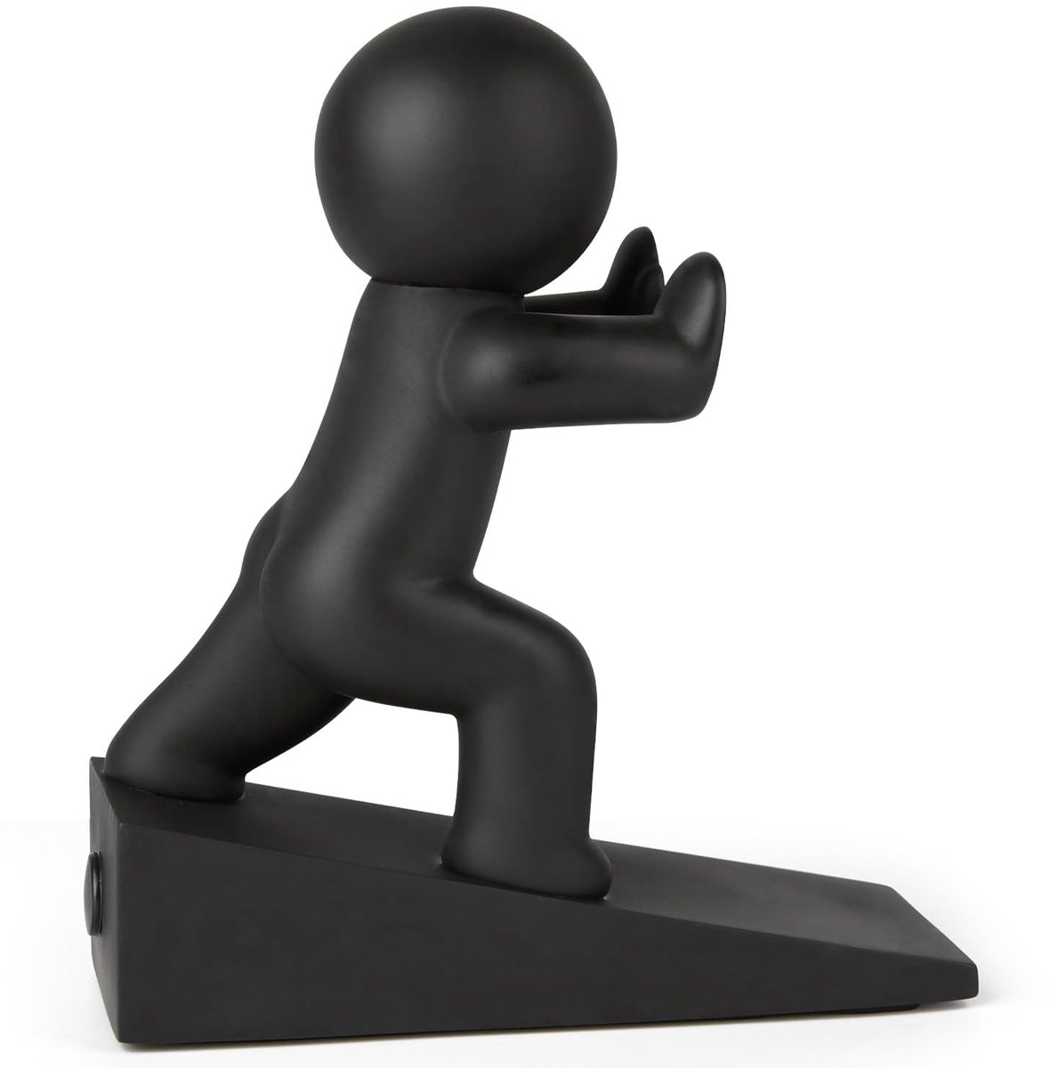 Deurstopper, Buddy, decoratieve deurstopper, beschermt uw vloeren (zwart, 1 stuk)