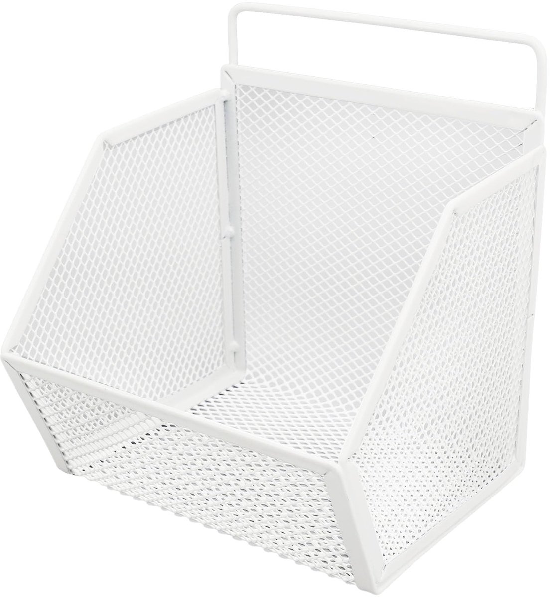 Draadmand, Kleine Muuropslag Organizer met Sterke Lijm Open Mand Multifunctioneel Hangende Mand voor Keuken Slaapkamer Kwekerij Waskamer (WHITE)