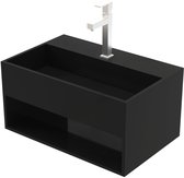 Solid Surface Wastafel – Onzichtbare Afvoer – 50x32,4x25 cm – Mat Zwart