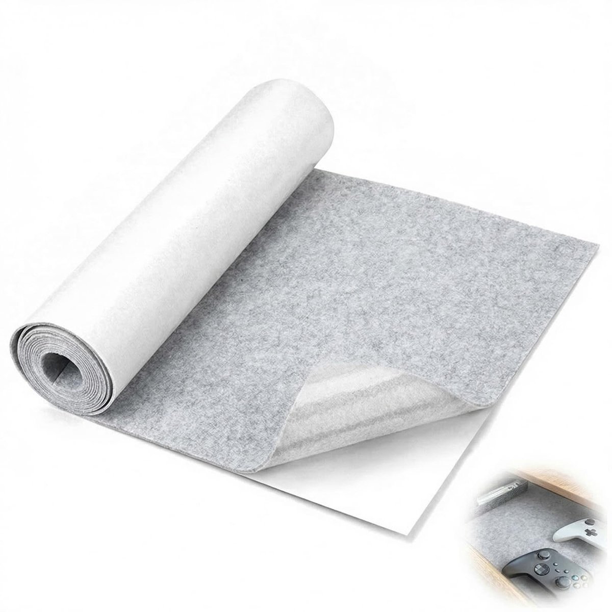 Vilt Zelfklevend 3mm, 250x30cm Viltstof Zelfklevend Lichtgrijs, Viltstof om te lijmen, Zelfklevende vilt antislip, Naaldvilt per meter, Viltmat voor DIY, Meubelbescherming, Camper