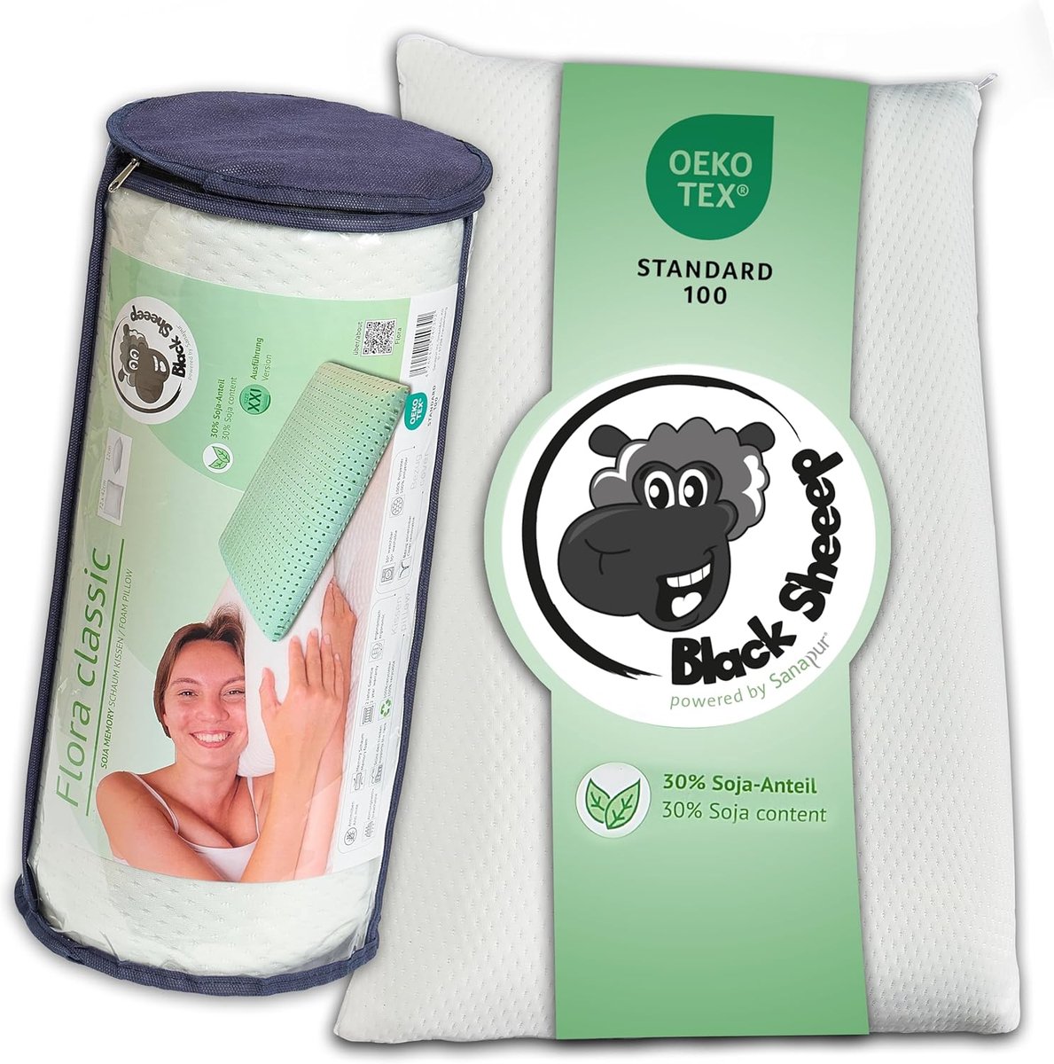 slaapkussen XXL - ergonomisch traagschuim - 30% soja-aandeel - hypoallergeen comfort - SnelShoppen