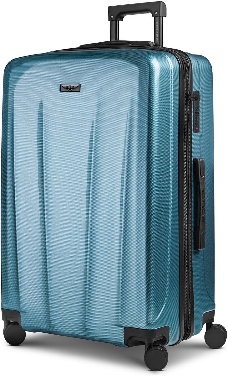 Police New York 4 wielen Trolley L 72 cm met uitbreidingsplooi - Harde bagage - TSA slot - ice blue
