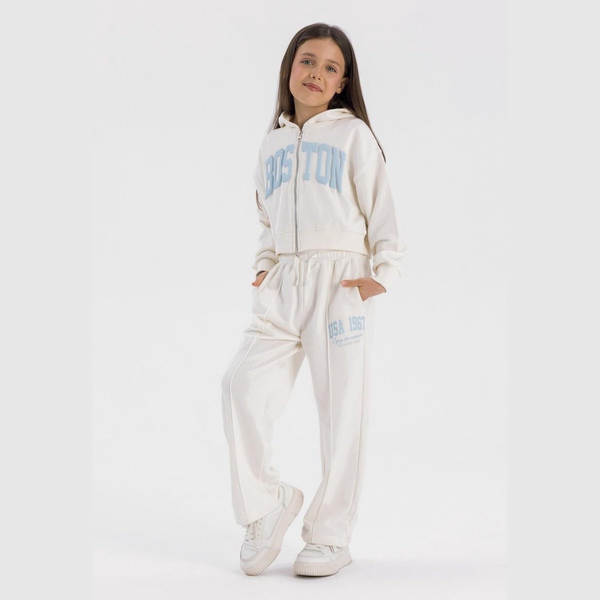 Minoti trainingspak meisjes crop hoodie - met rits