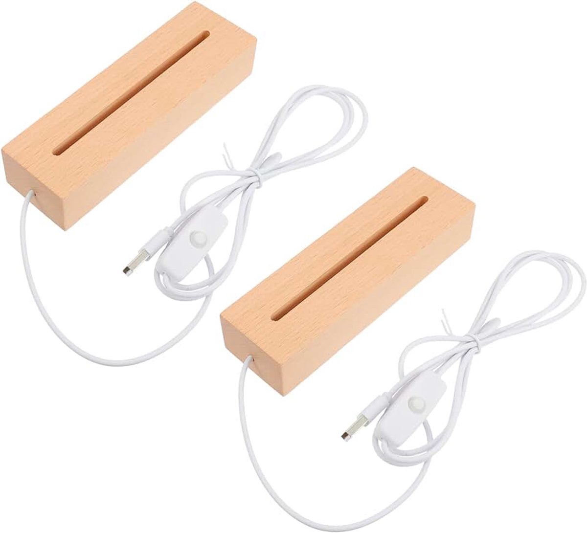 2 stuks lichtsokkel hout kunsthandwerk acryl dienbladen voor displays kristallen display standaard basislicht voor verlichtingsplaat verlichting display sokkel verlicht