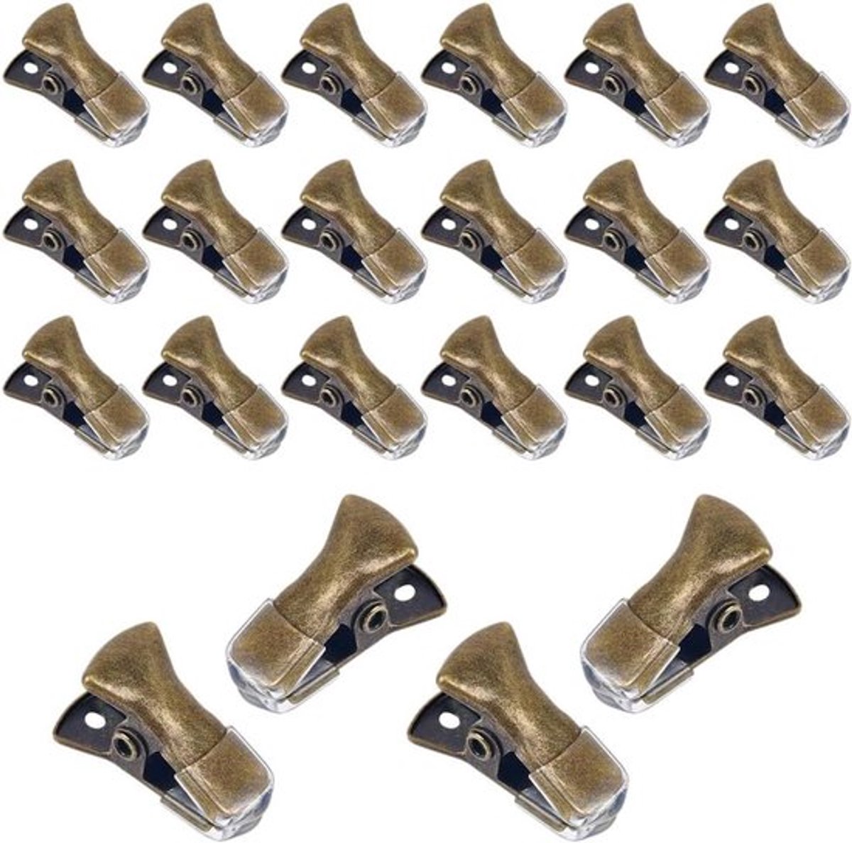 - 35 Stuks Metalen Alligator Clips - Mini Trui Klemmen - Antiek Bronzen - Lente Clip - Kleine Platte Mond - Antislip Met Rubberen Cover - Ambachten Papier ID Badge Houders Lanyards Kleding Bril - Geschikt voor - Kleur of model