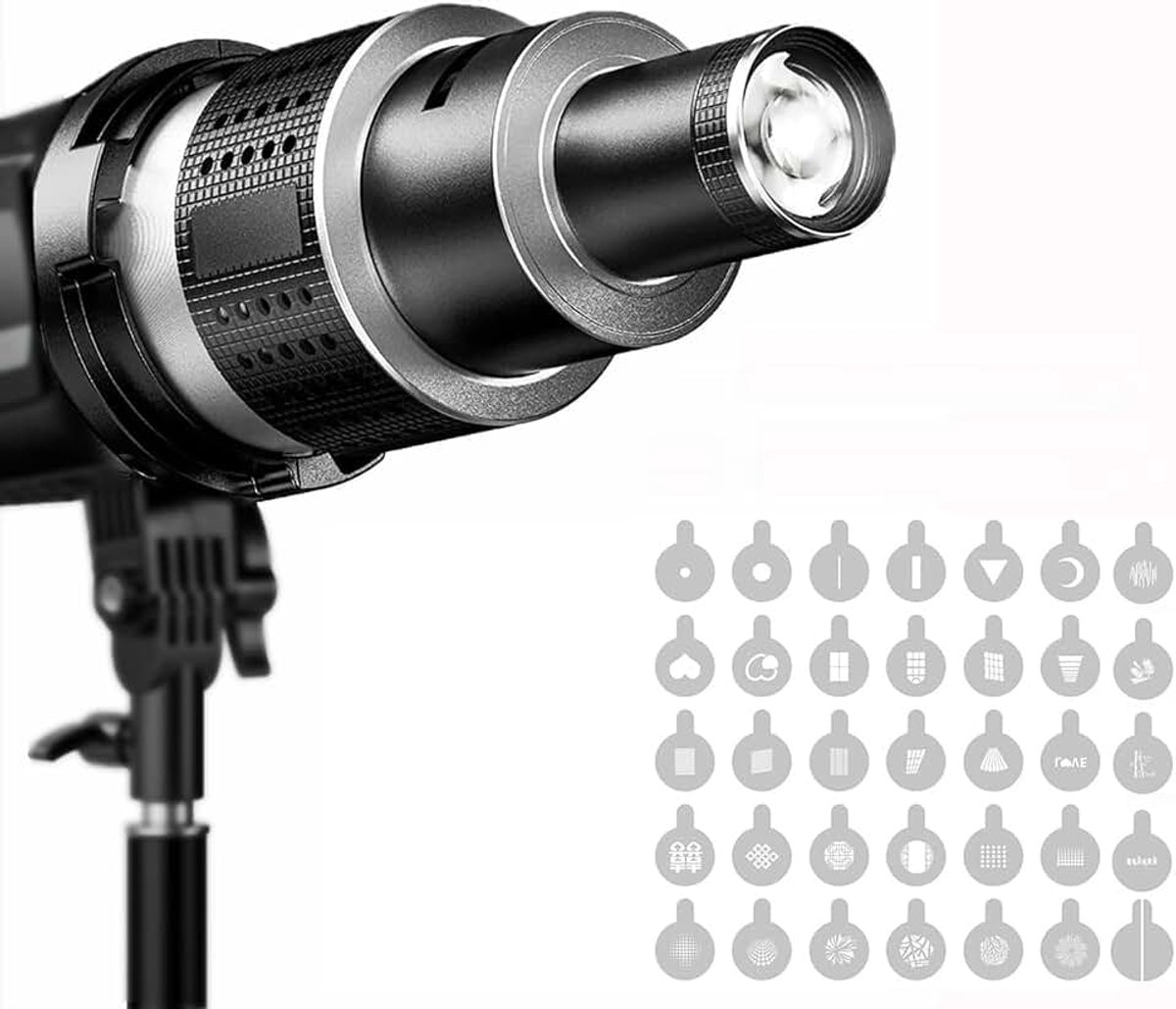 Bowens Projector, met 35 gobo's en 5 kleurenfilters, videolamp accessoires voor NEEWER CB60B CB200B, Aputure Amaran 60XS 100X/D 200D/X, Godox SL60 SL60W