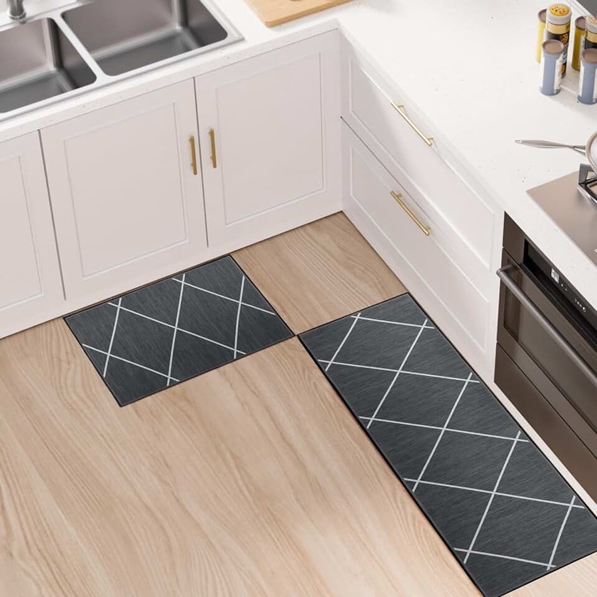 2 stuks antislip keukentapijtenset, waterabsorberende vloermatten, keukentapijten en vloerkleden voor thuis, eetkamer en entree, 40 x 60 cm + 40 x 120 cm