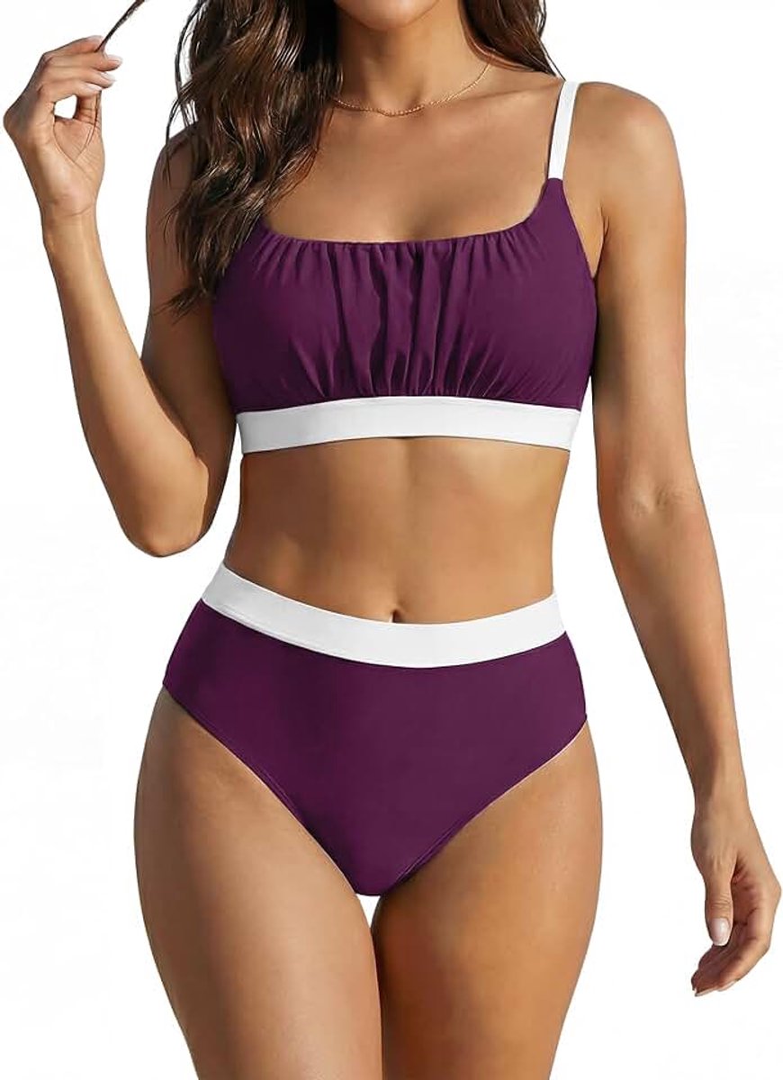 2 delig badpak voor dames push-up bikini hoge taille sexy bikiniset sportvest