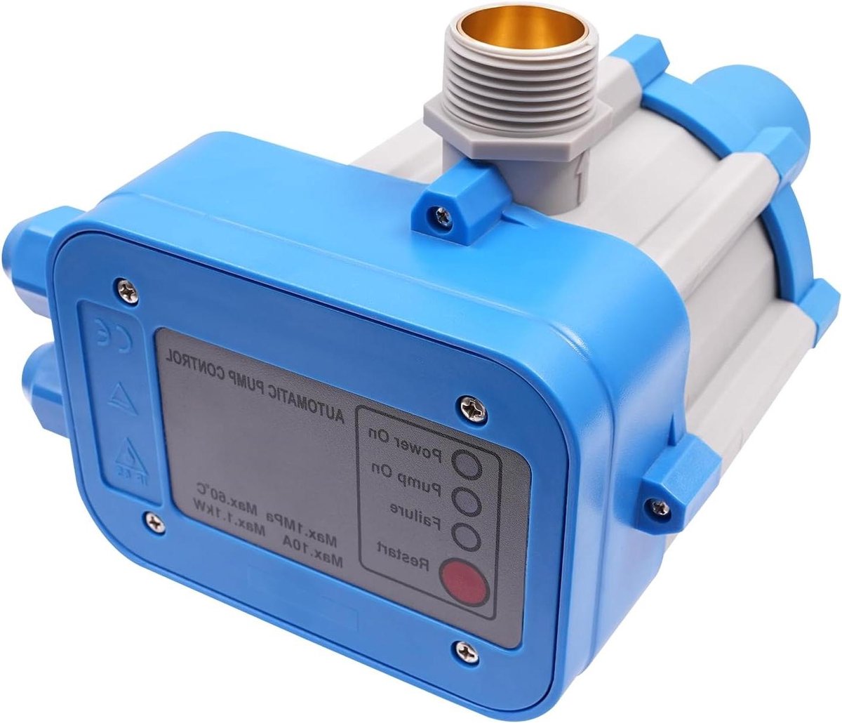 Automatische Pompbesturing - Drukschakelaar Waterpomp - Constante Waterdruk - Watertekort Bescherming - 10 bar - Blauw