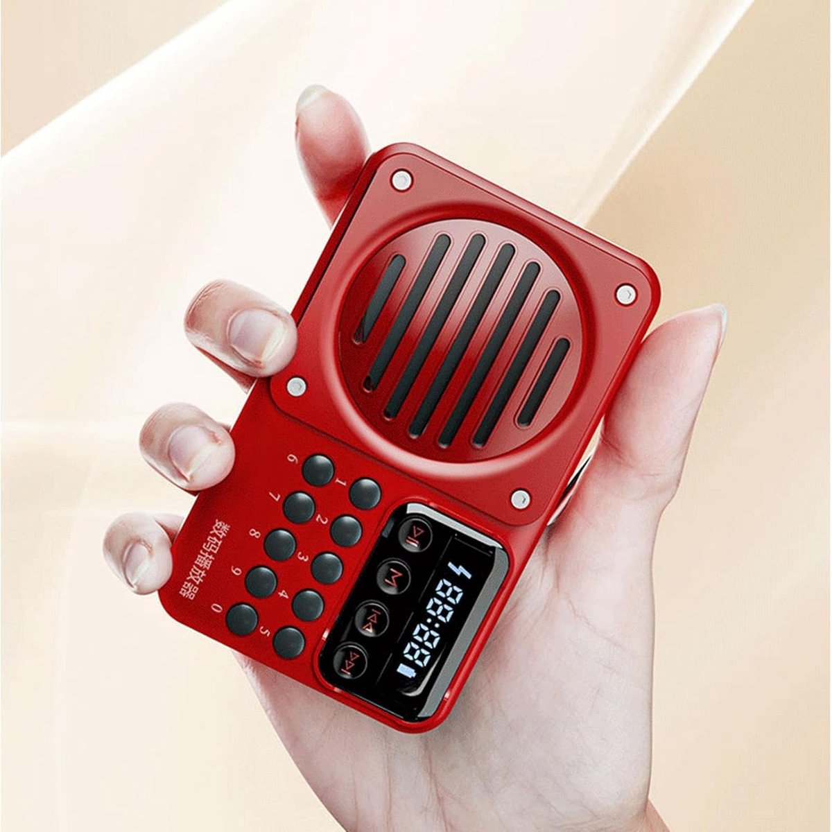 Draagbare FM Radio - AM Radio Mobiel - Muziek Luisteren - Oplaadbare Wijzer - 12x3x7 cm - Rood