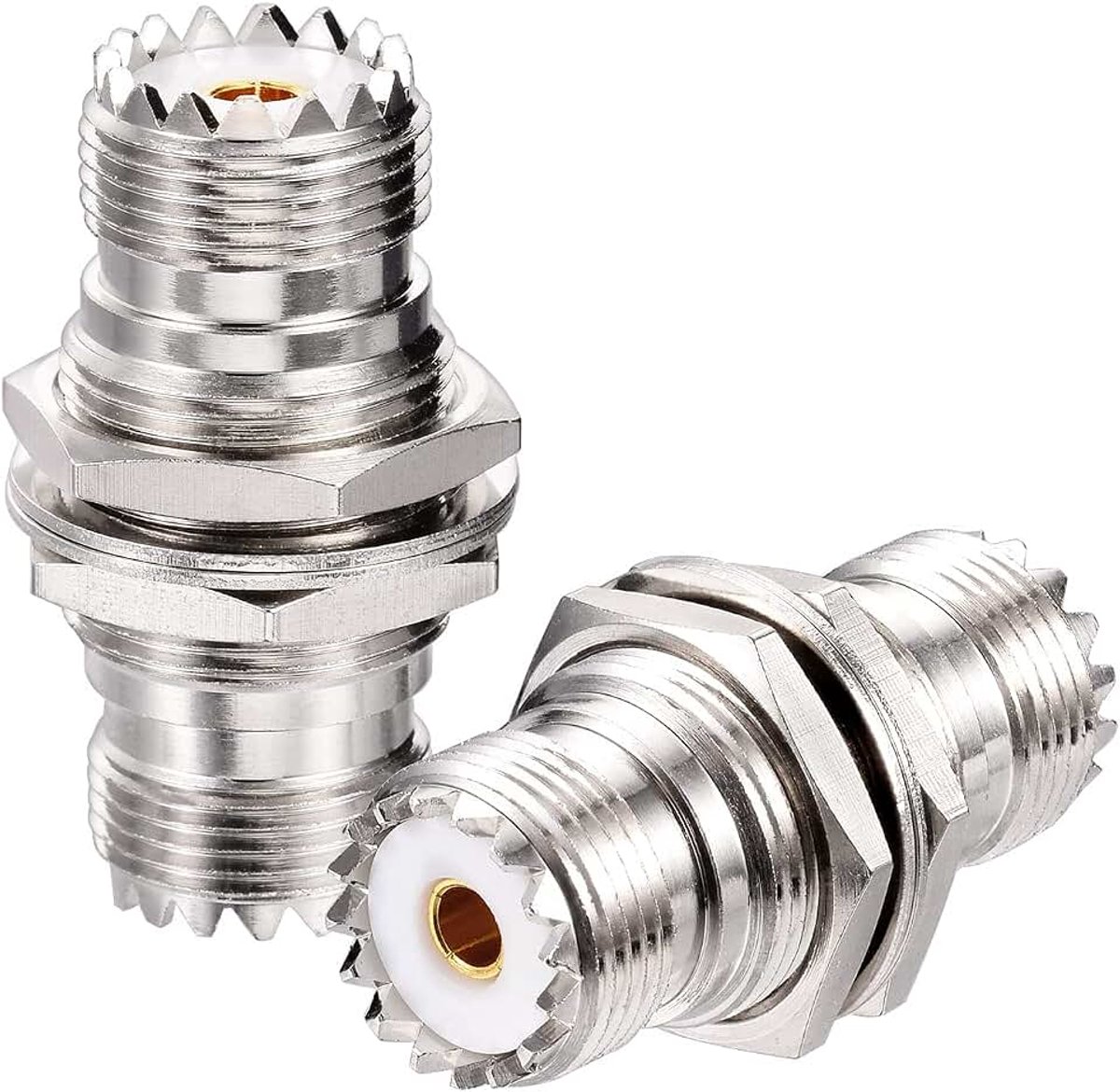 SO-239 Schot Connector UHF Vrouwelijke Moer Schot Panel Mount Connector, SO239 naar SO 239 Adapter voor J Pole Antenne 1/4 Wave Antenne etc. 2 stks