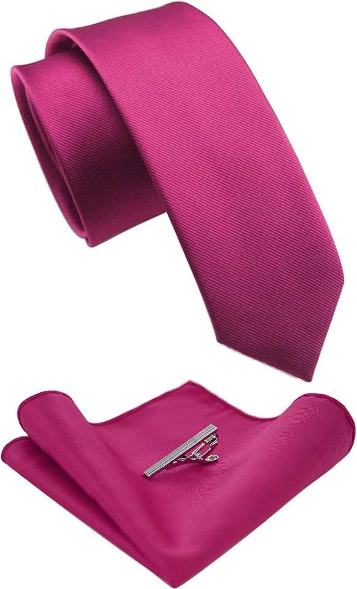 Smalle heren stropdas en pochet dasspeld set 6 cm