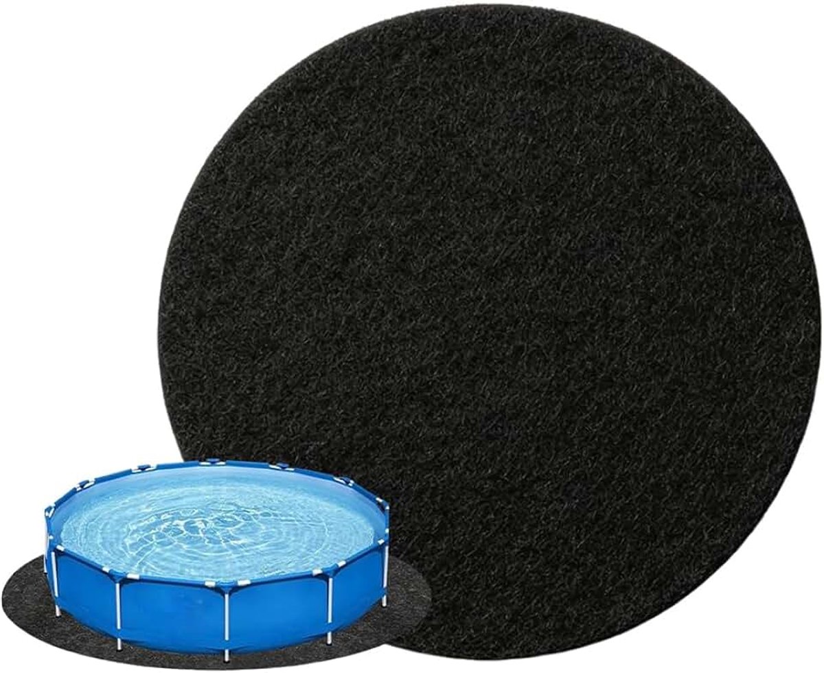 Zwembadonderlegger, rond, antislip, waterdicht, outdoor, vloerbeschermingsmat, opvouwbaar, voor achtertuin, tuin, gazon (zwart/305 cm)